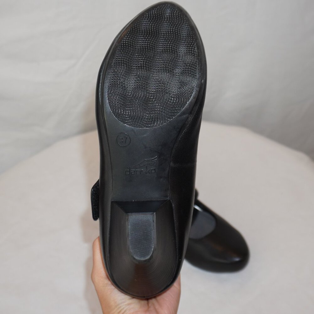 Dansko Black Leather Mary Jane Asymmetrical Strap Block Heels EU 37 6.5/7 - Picture 11 of 13